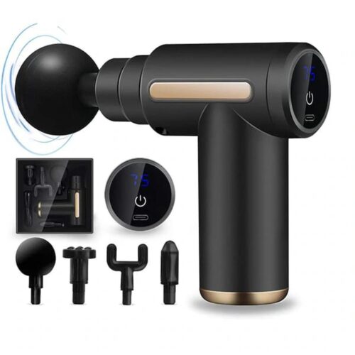 POWERFULL DEEP TUSSUE MASSAGE GUN 6 SPEED 4 MASSAGE HEADS FULL BODY MASSAGER.